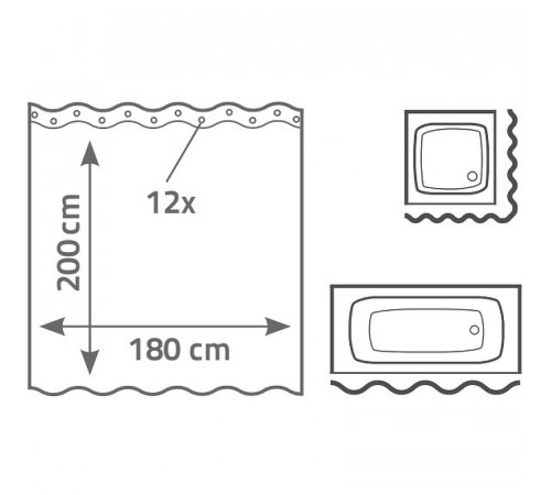 Штора для ванны Ridder Diamond 180х200 48301 Белая