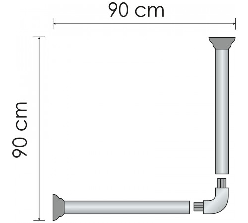 Карниз для ванны WasserKRAFT Dinkel 90x90 SC-469090 Хром