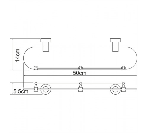 Стеклянная полка WasserKRAFT Donau K-9444 Хром