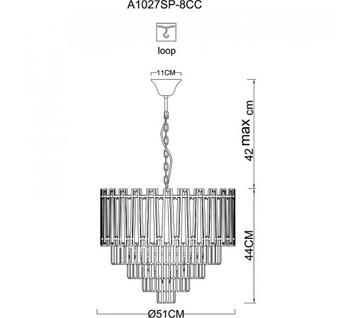 Люстра Artelamp Ellie A1027SP-8CC Прозрачная Хром