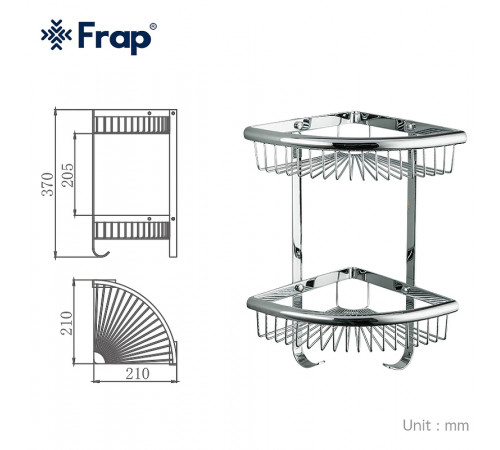 Полка корзина Frap F352-1 угловая Хром