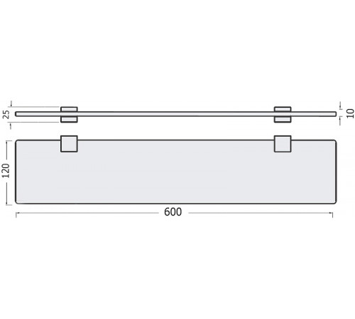 Стеклянная полка STWORKI Glass Shelf 60 3GW257TTKK000 Хром