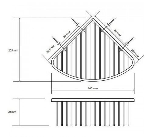 Полка корзина Bemeta Graphit 156208312 угловая Антрацит матовый