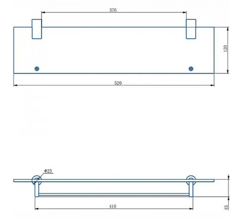 Стеклянная полка Haiba HB8407 Хром