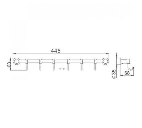 Вешалка для полотенец Haiba HB205-6 Хром