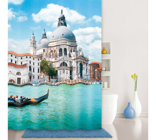 Штора для ванны Iddis Venice moments 180x200 Голубая