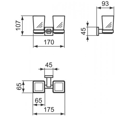 Стакан для зубных щеток Ideal Standard IOM Square E2205AA двойной Хром