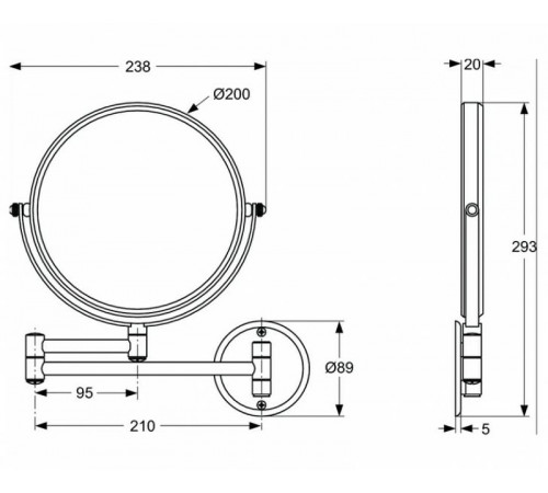 Косметическое зеркало Ideal Standard IOM A9111AA Хром