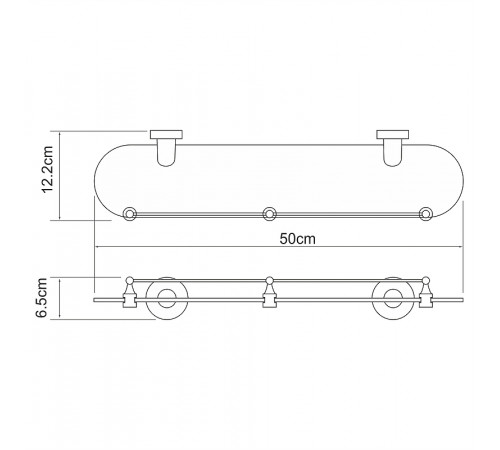 Стеклянная полка WasserKRAFT Isen K-4044 Хром