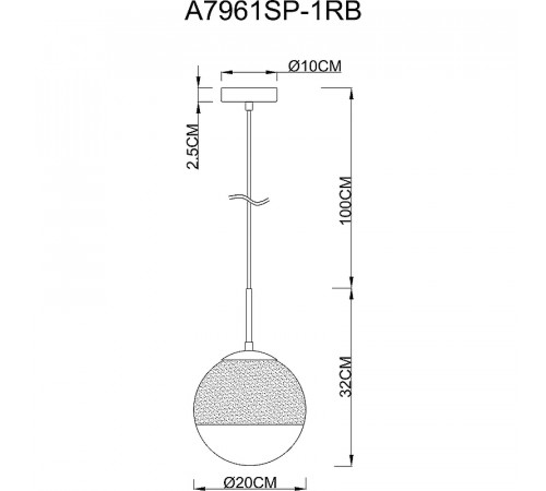 Подвесной светильник Artelamp Jupiter copper A7961SP-1RB Прозрачный Бронза красная