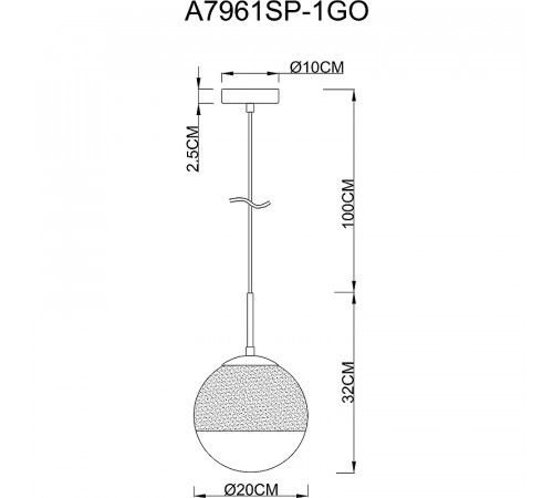 Подвесной светильник Artelamp Jupiter gold A7961SP-1GO Прозрачный Золото