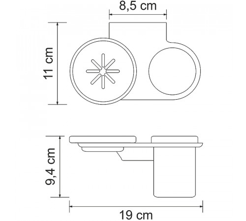 Стакан для зубных щеток с мыльницей WasserKRAFT Kammel K-8326 Хром