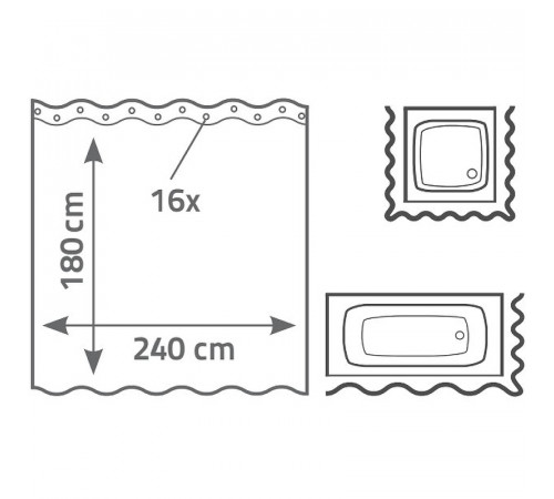 Штора для ванны Ridder Layer 180х200 32325 Голубая Синяя