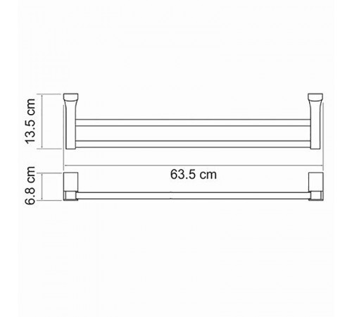 Полотенцедержатель WasserKRAFT Leine K-5040 двойной Хром