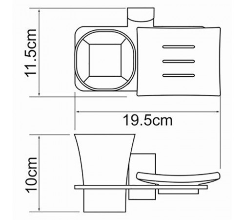 Стакан для зубных щеток с мыльницей WasserKRAFT Leine K-5026 Хром