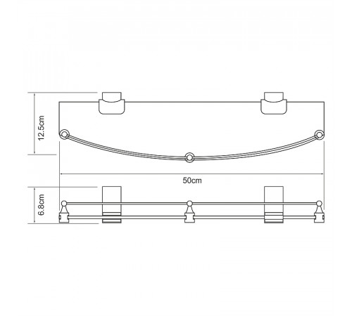 Стеклянная полка WasserKRAFT Leine K-5044W Хром