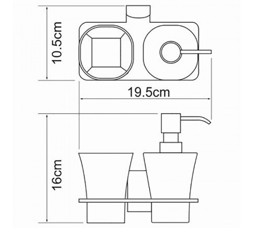 Дозатор для жидкого мыла WasserKRAFT Leine K-5089 со стаканом для зубных щеток Хром