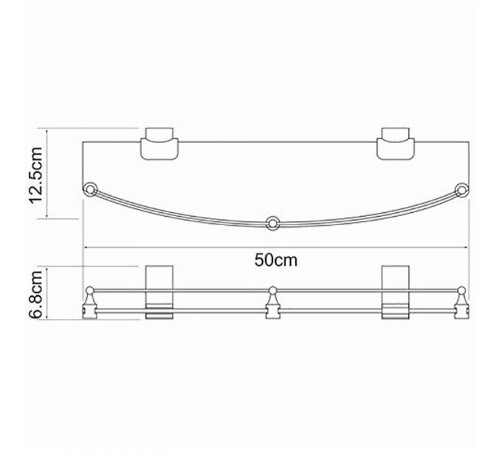 Стеклянная полка WasserKRAFT Leine K-5044 Хром