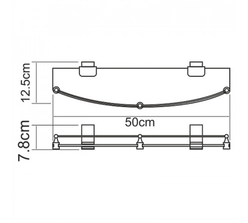 Стеклянная полка WasserKRAFT Lopau K-6044 Хром