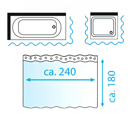 Штора для ванны Ridder Loupe 240х180 35997 полупрозрачная