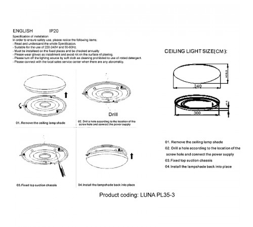 Потолочный светильник Crystal Lux Luna PL35-3 Белый