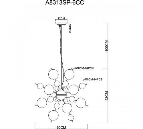 Люстра Artelamp Molecule A8313SP-6CC Хром