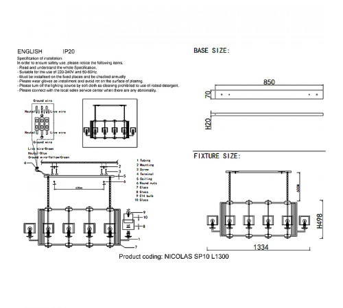 Люстра Crystal Lux Nicolas SP10 L1300 Nickel White Белая Прозрачная Никель