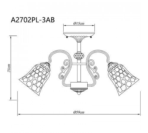 Люстра Artelamp Nicole A2702PL-3AB Коньяк Античная бронза