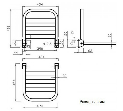 Сиденье для душа Nofer 15041.S Матовая нержавеющая сталь