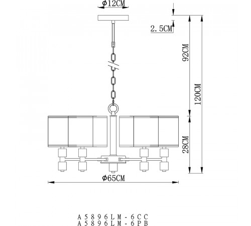 Люстра Artelamp North A5896LM-6CC Белая Хром