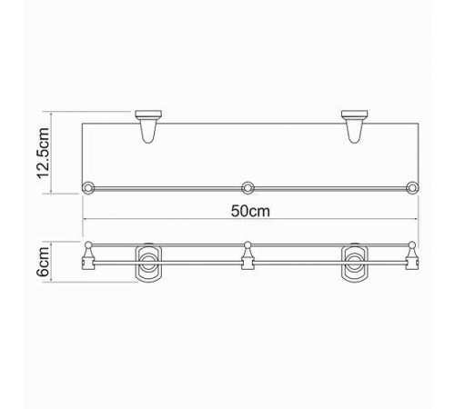 Стеклянная полка WasserKRAFT Oder K-3044 Хром