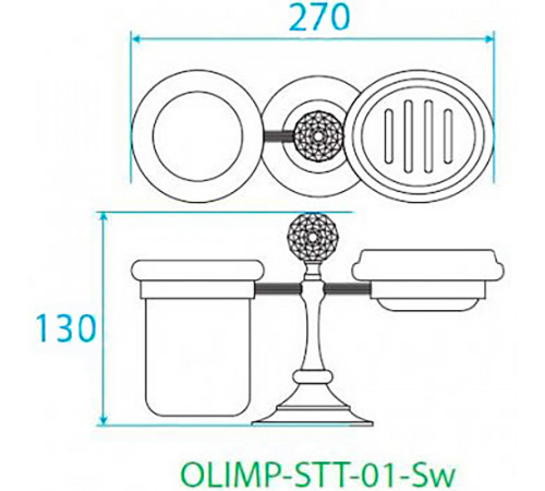 Стакан для зубных щеток с мыльницей Cezares Olimp OLIMP-STT-01-Sw Хром