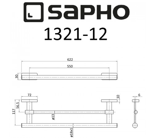 Полотенцедержатель Sapho Olymp 1321-12 Хром