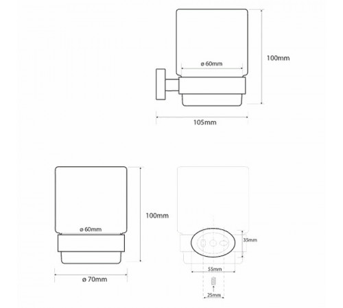 Стакан для зубных щеток Bemeta Oval 118410011 Хром