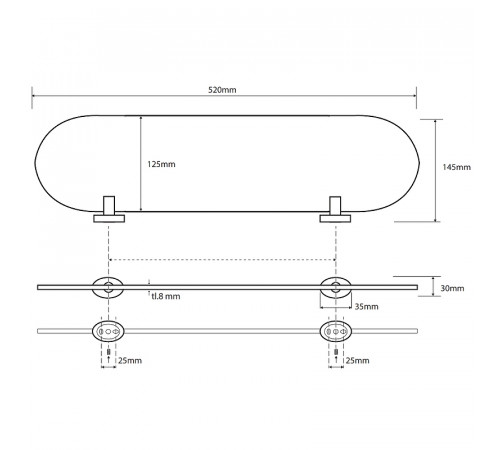 Стеклянная полка Bemeta Oval 118402031 Хром