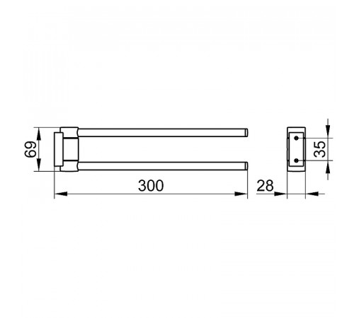 Полотенцедержатель Keuco Plan 14919 370000 двойной Черный матовый