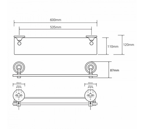 Стеклянная полка Bemeta Retro chrom 144302242 Хром