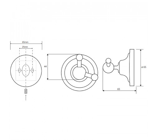 Двойной крючок Bemeta Retro chrom 144306032 Хром