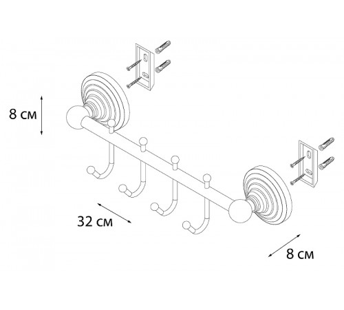 Крючки для полотенец Fixsen Retro FX-83805-4 Бронза