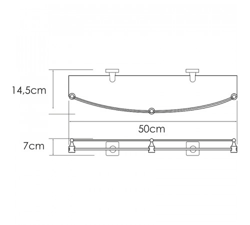 Стеклянная полка WasserKRAFT Rhin K-8744 Хром