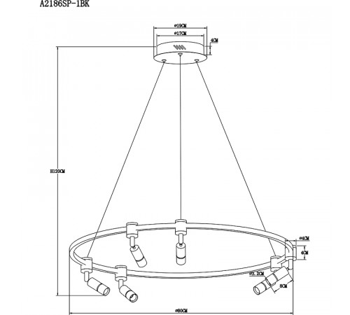 Люстра Artelamp Ring A2186SP-1BK Белая Черная