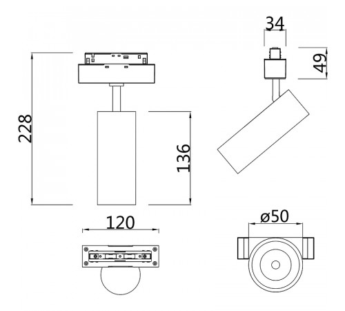 Трековый светильник Maytoni Magnetic track system Focus LED TR019-2-10W3K-B Черный