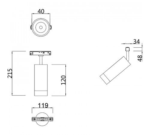 Трековый светильник Maytoni Magnetic track system Focus LED TR019-2-7W3K-B Черный