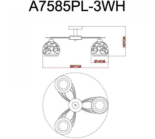 Люстра Artelamp Sansa A7585PL-3WH Прозрачная Белая