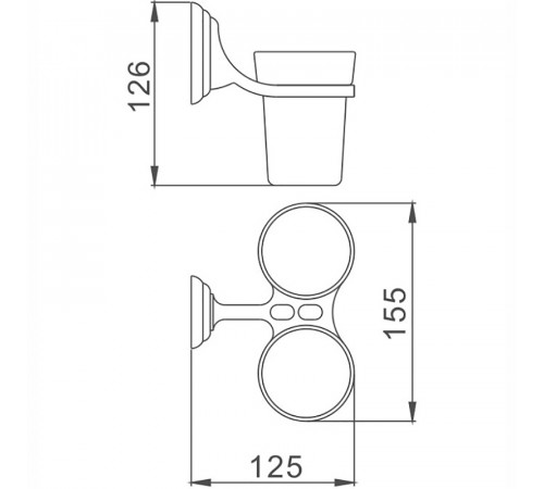 Стакан для зубных щеток Haiba HB1508 двойной Хром