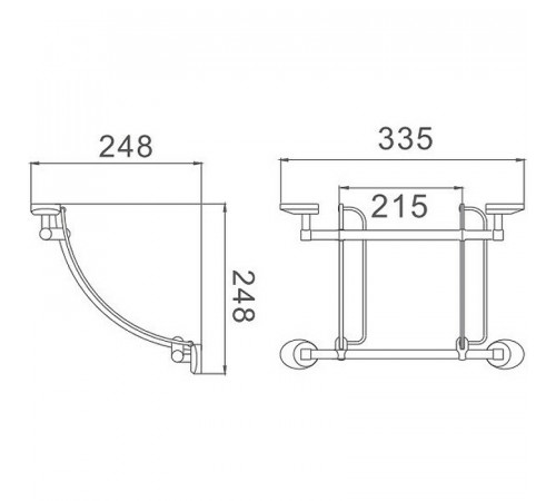 Стеклянная полка Haiba HB1607-2 угловая Хром