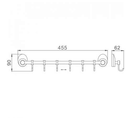 Вешалка для полотенец Haiba HB1615-6 Хром