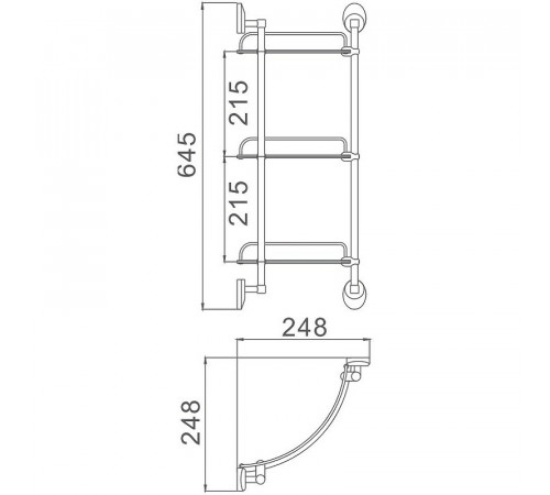 Стеклянная полка Haiba HB1607-3 угловая Хром