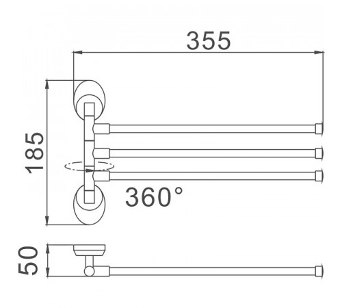 Полотенцедержатель Haiba HB1613 тройной поворотный Хром