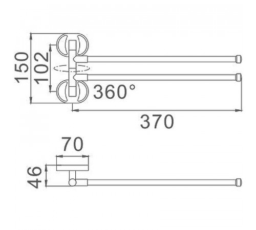 Полотенцедержатель Haiba HB1912 поворотный Хром